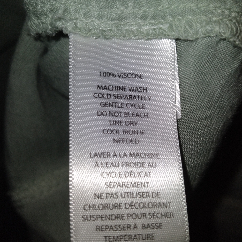BeachLunchLounge Green Mineral Washed Button up Top Roll-tab sleeves - Picture 6 of 6